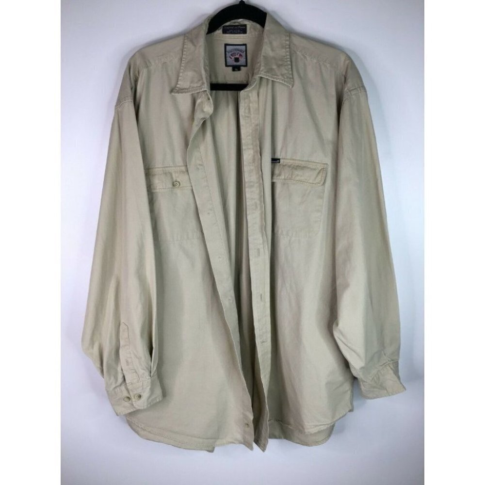 Faconnable By Albert Goldberg 100% Cotton Shirt Beige Men's Size XL